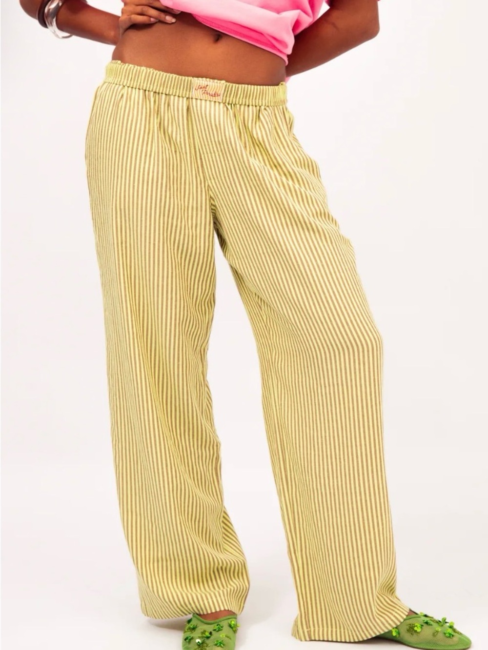 Saint Paradiso Boxer Pant in Pickle size XL - Green Stripe PJ Pants